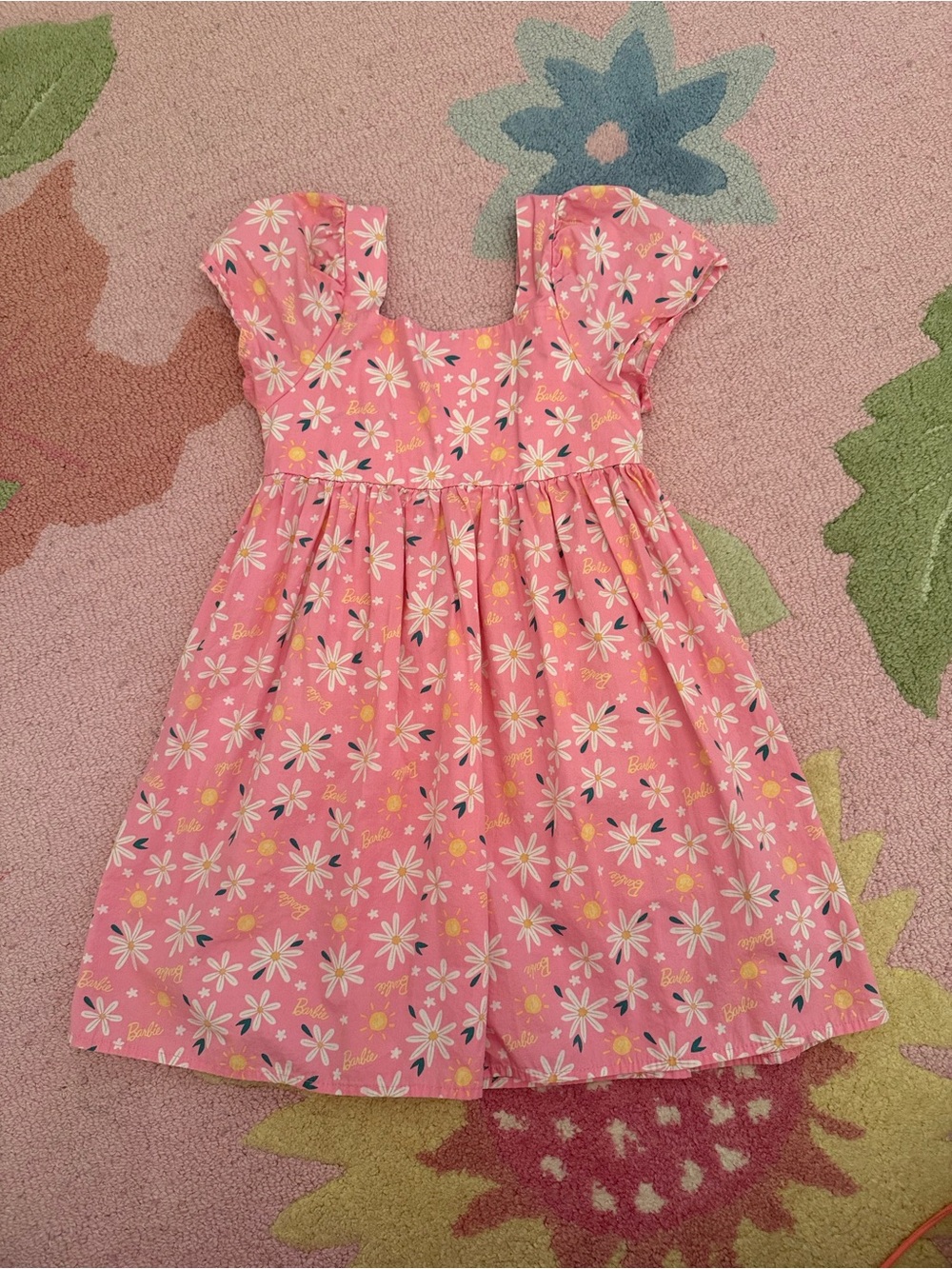 Barbie Pink Daisy Sundress with Puff Sleeves
